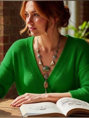 NWT Shyanne Silver-Tone Turquoise and Beige Statement Necklace